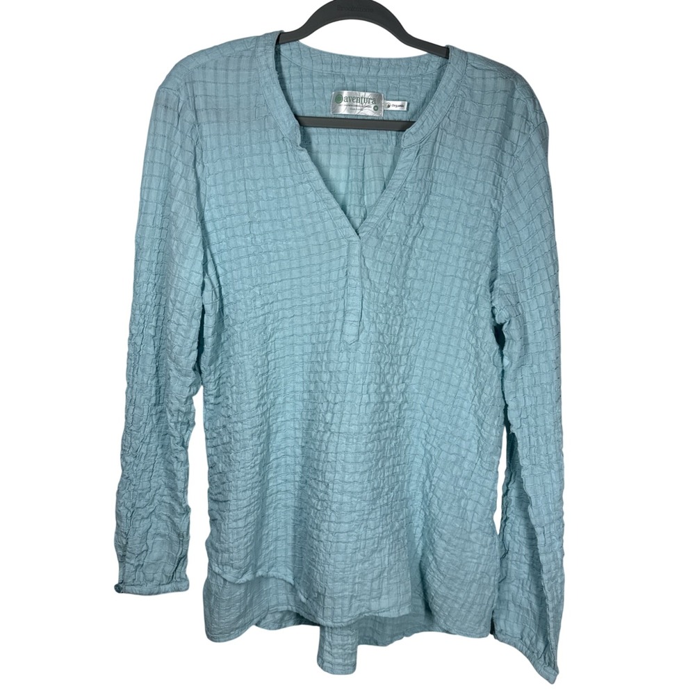 Aventura Organic Cotton Women Size Medium Beachy Hi Low Long Sleeve Tunic Top